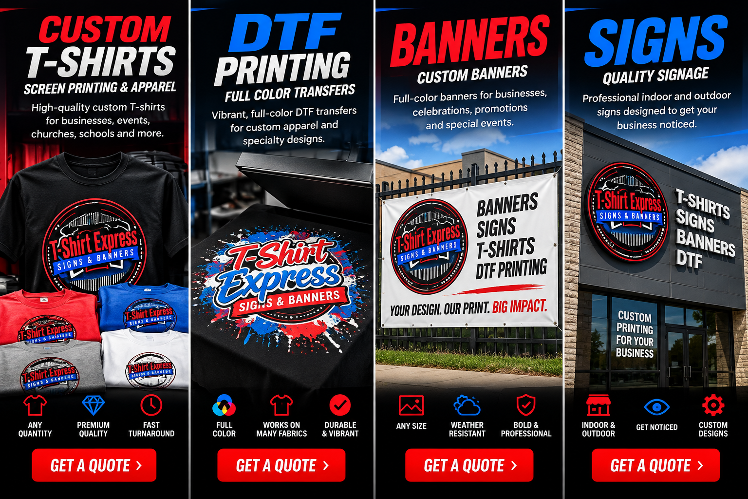 T-Shirt Express Custom T-Shirts, DTF Printing, Banners and Signs